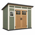 Caseta de jardín 180 x 120 x 210 cm de madera verde y natural para exterior con tejado inclinado