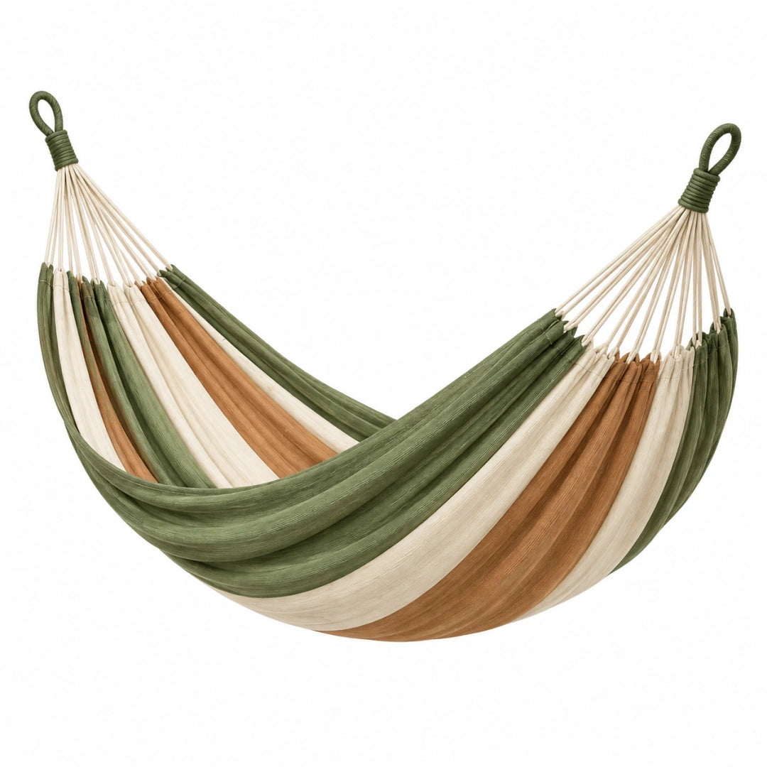 Hamaca 200 x 100 cm de algodón verde beige marrón para descanso