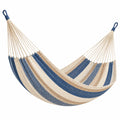 Hamaca 300 x 100 cm de algodón azul y beige para jardín
