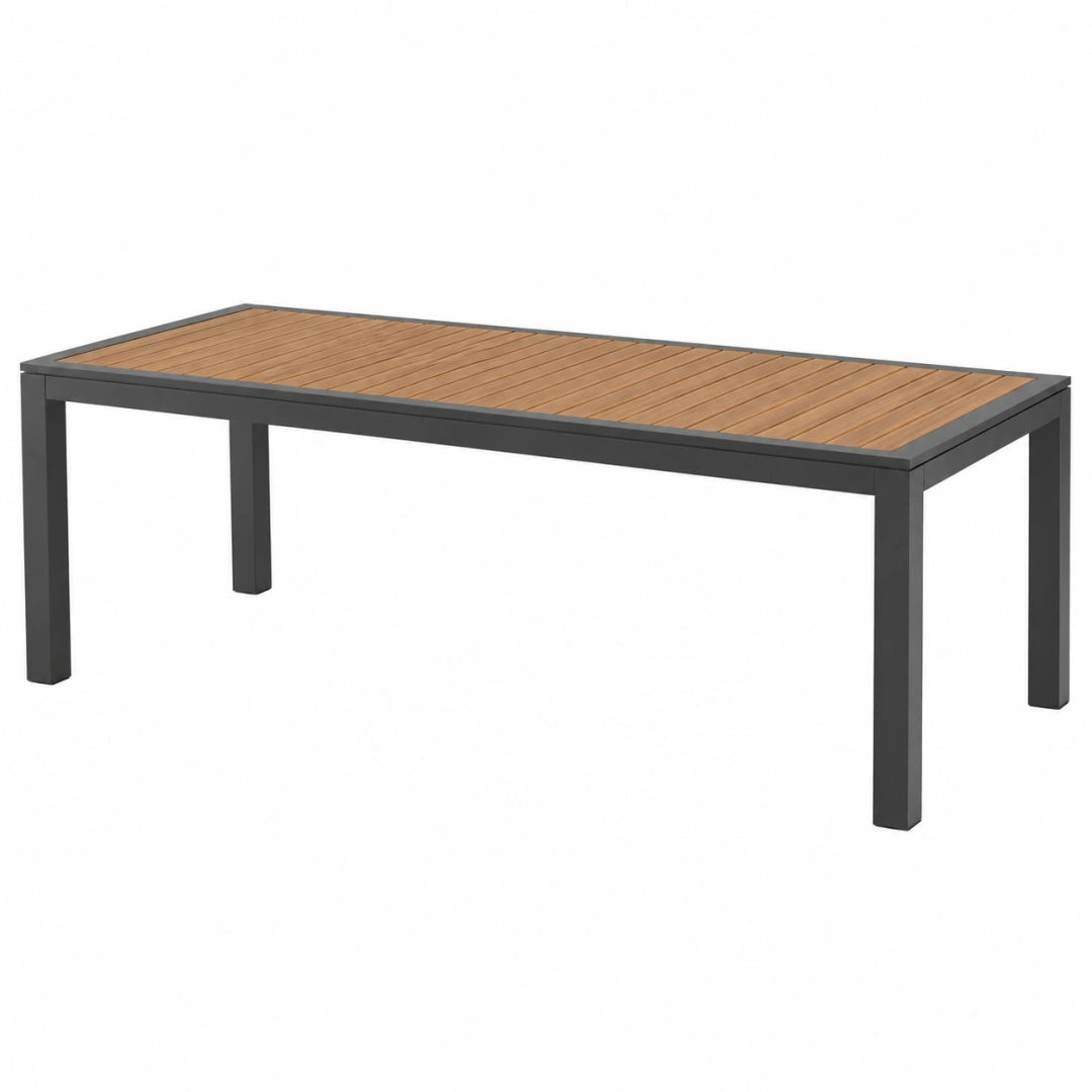 Mesa de jardín 180 x 90 x 74 cm de madera y metal marrón y negro - rectangular para exterior