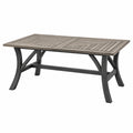 Mesa de comedor exterior 180 x 100 x 75 cm de madera y metal gris estilo contemporáneo