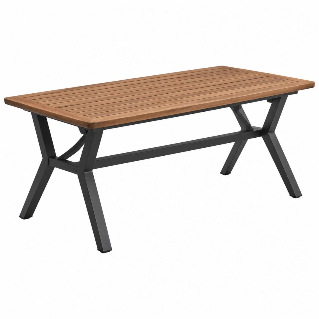Mesa de jardín 180 x 90 x 75 cm de madera y metal marrón/negro estilo industrial