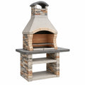 Barbacoa de obra 120 x 70 x 220 cm de piedra y ladrillo para exterior con parrilla